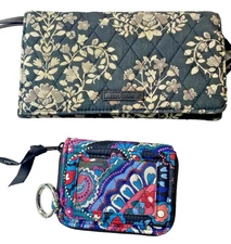 Lot Of 2 / Vera Bradley Wristlet Wallet And Small Wallet, Both have RF Credit