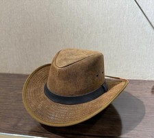 Men and Women Brown Genuine Leather Cowboy Western Hat