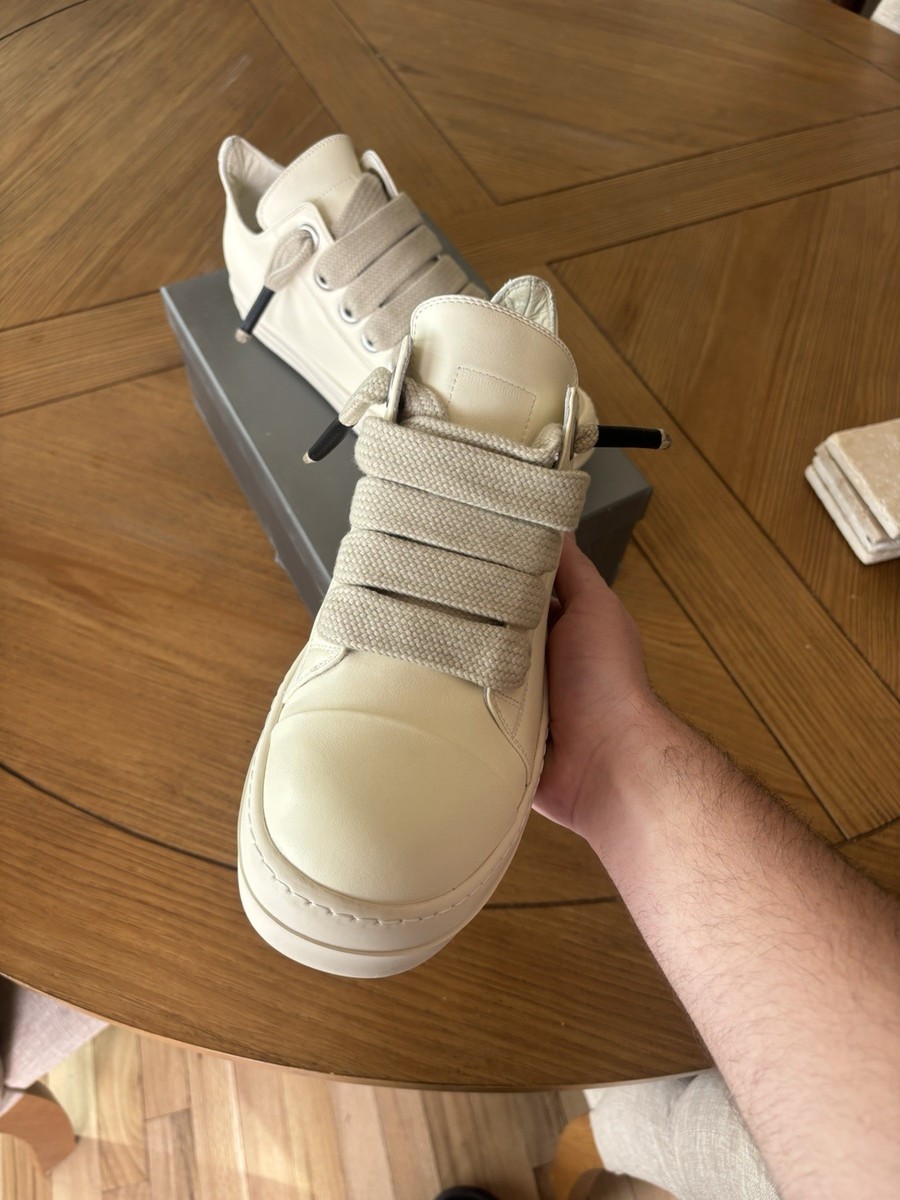 White Leather Cream/Milk Jumbo Lace Rick Owen's Size 43 | eBay