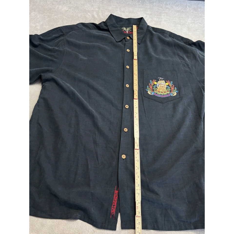 Bamboo Cay Black Embroidered Crest Short Sleeve Button Up Shirt Men's XXL - Image 2 of 4