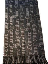 Juicy Couture Logo Black /Gray Oversized Scarf NWT