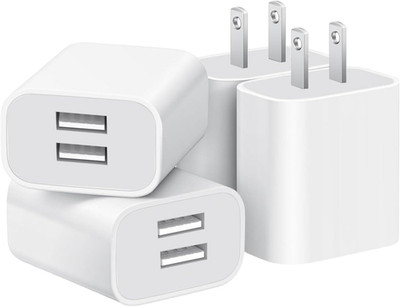 USB Wall Charger,4 Pack Dual Port Plug Adapter for Wall Outlet Charging Block, U