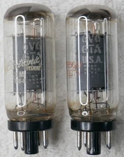 6V6GTA VINTAGE PAIR GE / FENDER POWER TUBES COIN BASE USA TEST GOOD