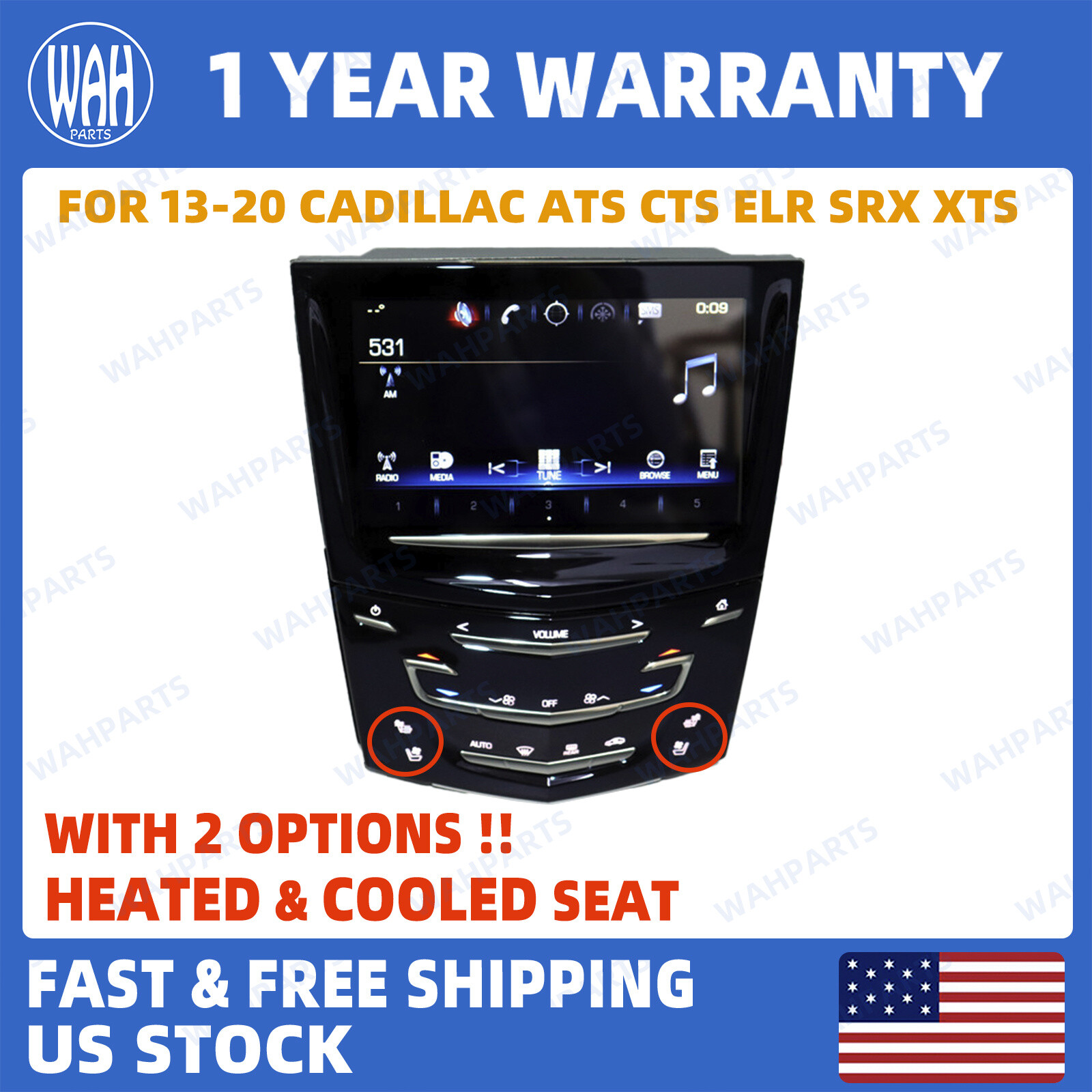 For Cadillac Escalade ATS CTS XTSCUE System Navigation Radio w/ Heated & Cooled