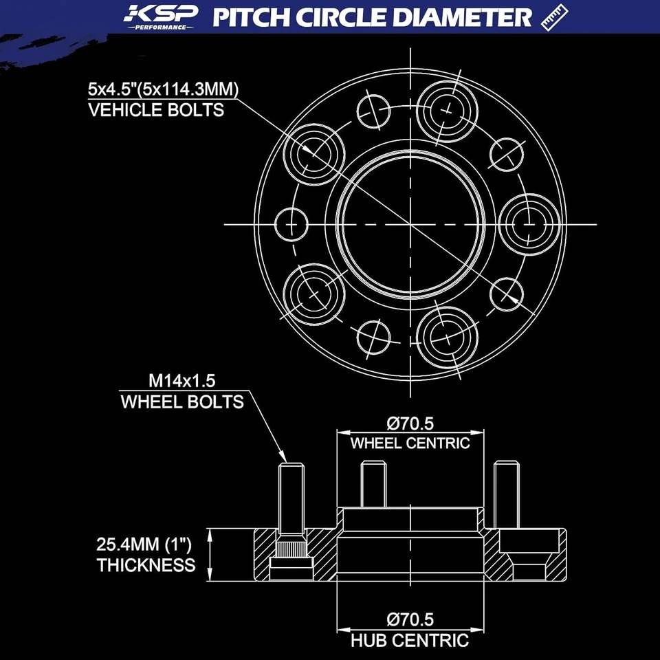 KSP 4PC 5X4.5 25mm Wheel Spacer for 2015+ Ford Mustang 2020+ Explorer 19+Aviator - Image 3 of 4