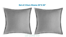 Hudson Park Luxe Cotton-Cashmere Set Of 2  Euro Pillow Shams Gray $500 New