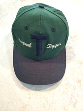 The Disney Store Original Tigger Hat Dark Green One size blue bill blue "T" VTG