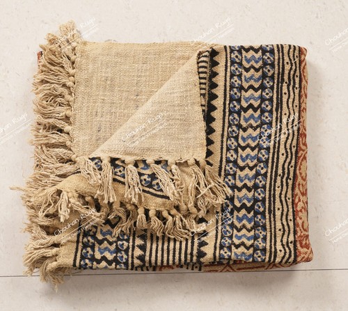 Multicolor Cotton Throw Blanket 50"x70" With Fringes For Living Bedroom Decor - Picture 4 of 8