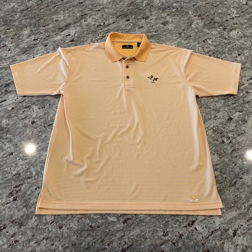 Sakmann Men’s Polo Shirt Orange White Striped Ducks Short Sleeve Size M - Picture 2 of 12