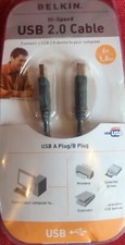 Belkin NEW Hi Speed USB 2.0 Cable 6 Ft. USB A Plug B Plug F3U133v06