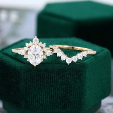 Oval cut Moissanite engagement rose gold Vermeil vintage Unique wedding ring