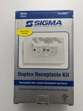 Sigma Duplex Receptacle Kit, White 16446WH Corner Hinge