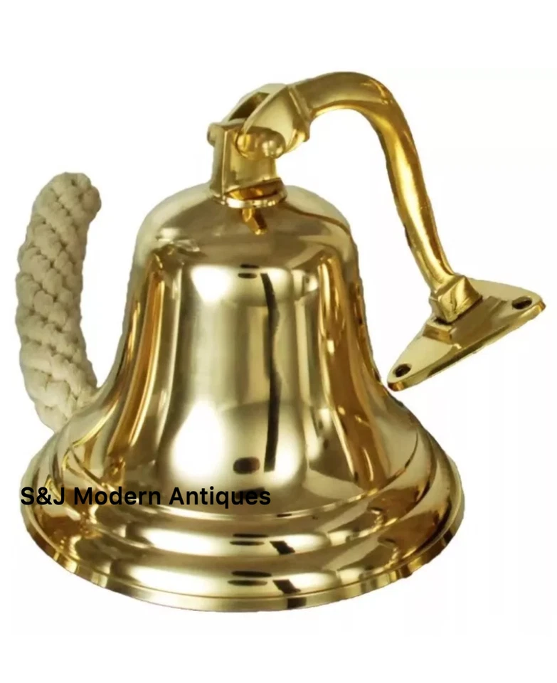 Antique Brass Wall Bell Vintage Ship's School Pub Last Orders Dinner Door 5 inch - Image 3 of 4