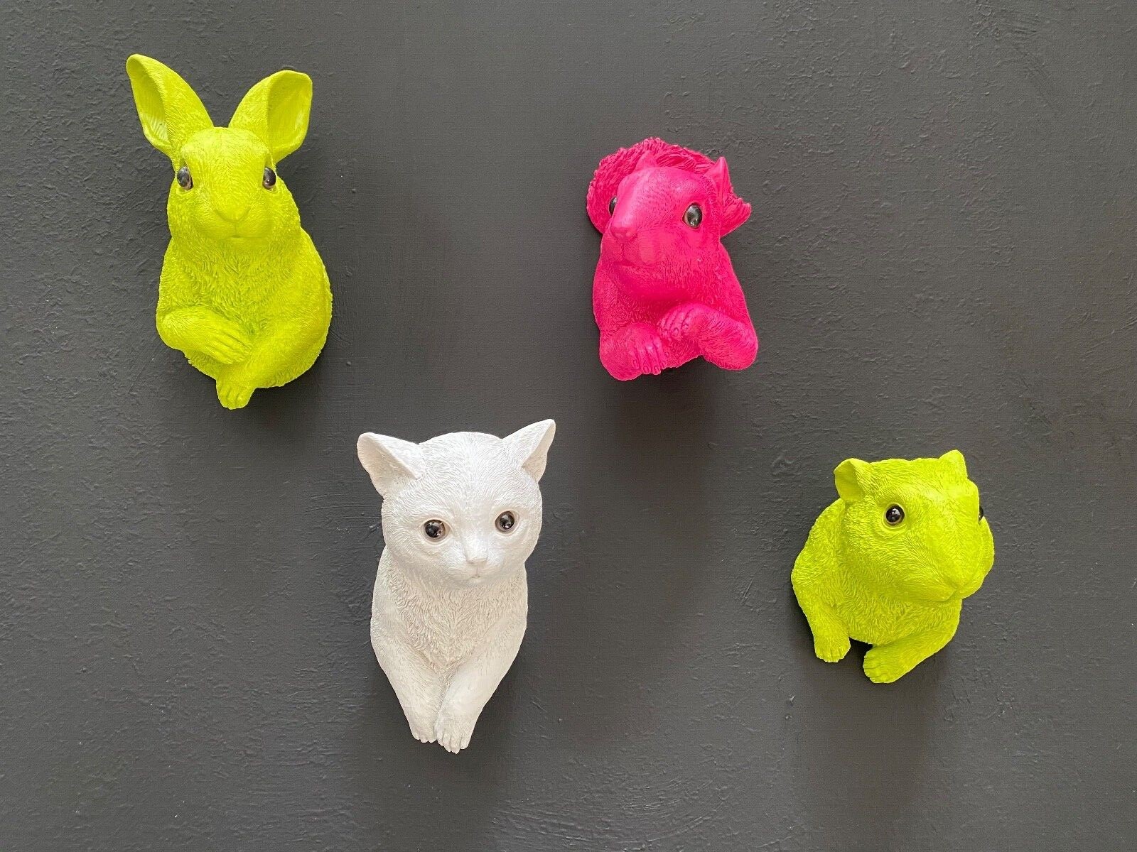 Patère design animaux en résine : lot de 4 supports muraux déco pour l'entrée