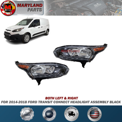 #ad For 2014 2018 Ford Transit Connect Both Left amp; Right Headlight Assembly Black $302.89