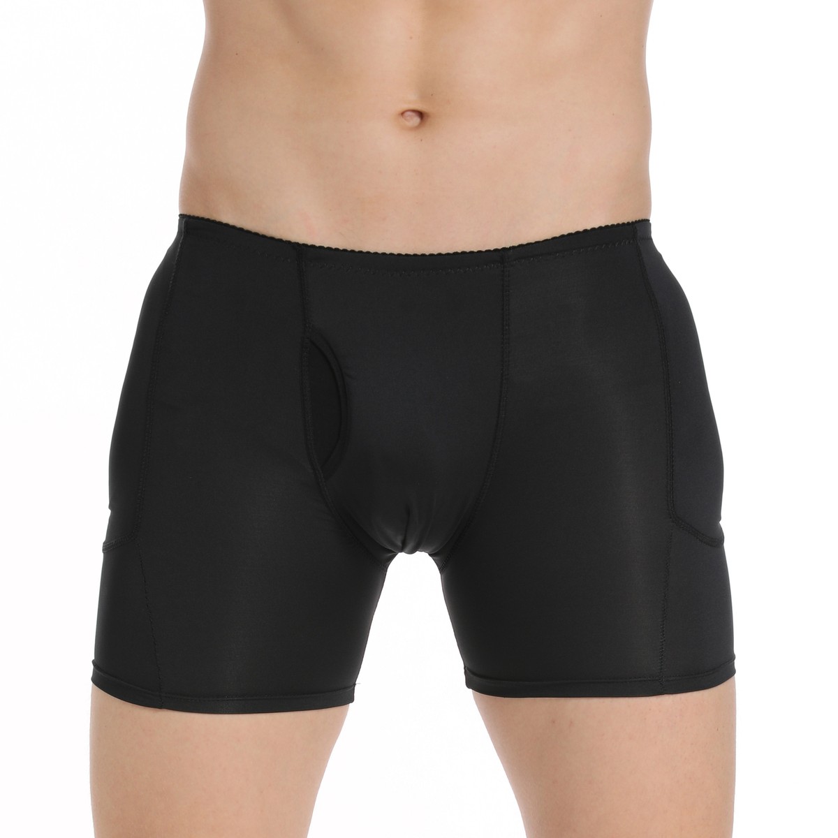 Faringoto Mannen Gewatteerde Ondergoed Mesh Boxer Buttoceks Lifter Vergroot Butt Push Up Pad Onderbroek, Zwart, M