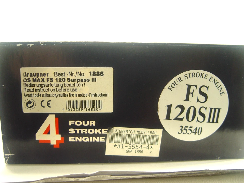 OS MAX FS 120 S III Viertakt Motor mit 2,13 PS  -  Graupner 1886 mit Montagesatz - Bild 3 von 4