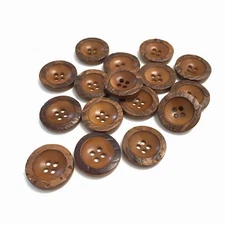 24 Buttons Textured Rim Brown Plastic 4-Hole Sew Through Sewing 20 mm #BR28