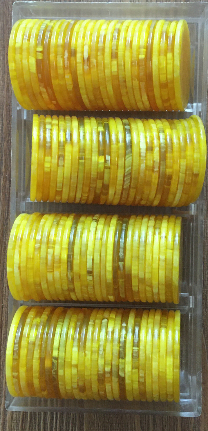 Vintage Bakelite Poker Chips 103 Yellow / Butterscotch Swirl Marble
