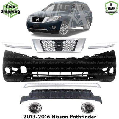 Front Bumper Cover Fascia & Grille Assembly Kit For 2013-2016 Nissan Pathfinder