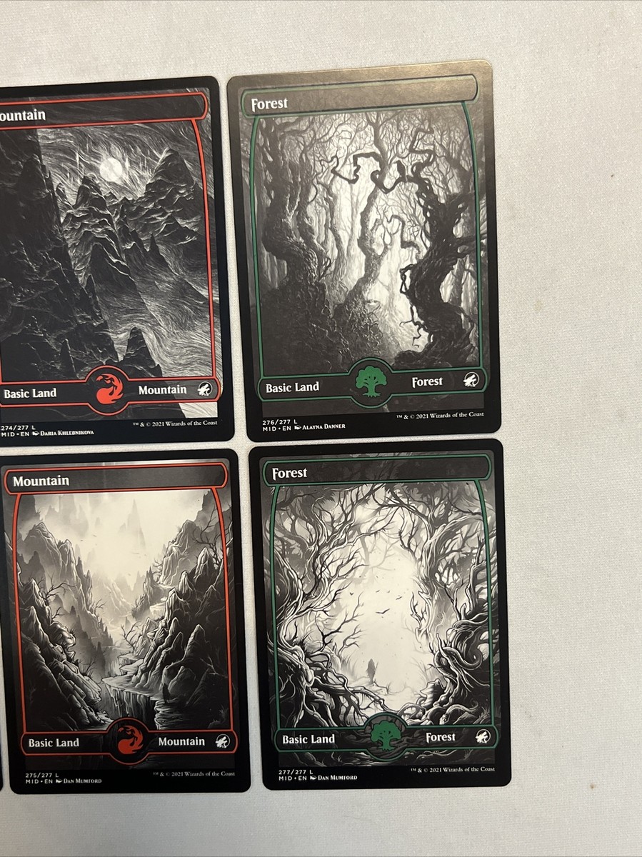 MTG Innistrad Midnight Hunt MID Eternal Night Full Art Land Set of