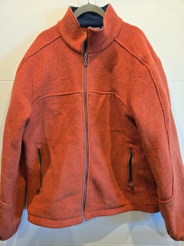 Ibex Men's New Wool Full Zip Orange Jacket Size L Outdoors Warm USA Made