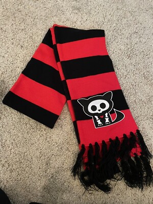Skelanimals Kit Cat Striped Scarf Red Black