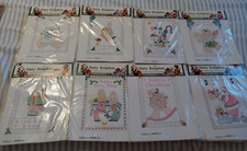 Lot of 8 Bucilla Daisy Kingdom Stamped Cross Stitch Sampler 1992 Special Edition