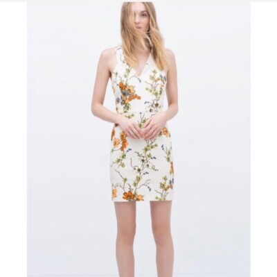 Zara Basic Sleeveless Floral Shift Dress Size Small
