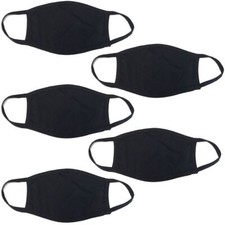 5 Pack Breathable Hanes Black Soft Cotton Reusable Protective Face Mask Cover