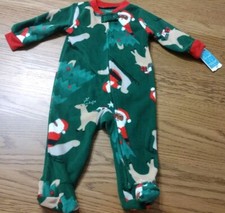 Carters Toddler Fleece Footed Black Santa Christmas Pajamas 6 Months NWT CUTE