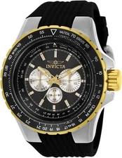 Invicta Men's 33029 Aviator Quartz Chronograph 50mm Black Silicone Watch