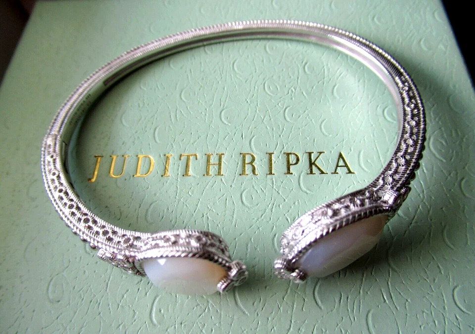 Nuevo brazalete Judith Ripka de plata esterlina mop y circonita cúbica Diamonique talla AVG JR caja* Foto 4 de 4