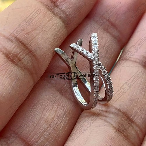0,15 kt runde Laborgefertigte Diamant Unendlichkeit Ohr Manschette Ohrringe 14 kt Weißgold Finish - Bild 4 von 5