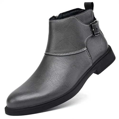 Herren Echtleder Spitz zulaufend Elegant Business Chelsea Schuhe Stiefeletten - Bild 3 von 30