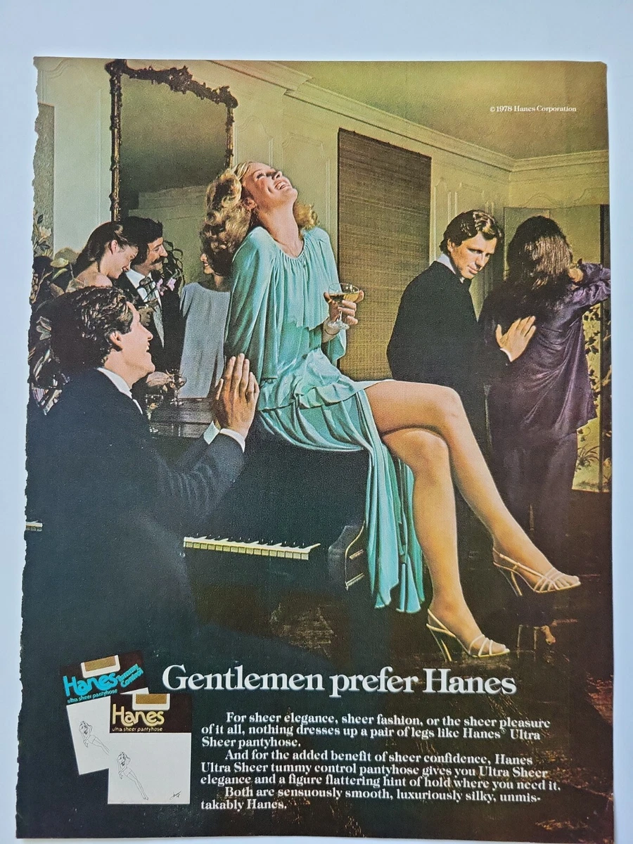 1978 gentleman prefer Hanes pantyhose woman legs piano vintage fashion ad |  eBay
