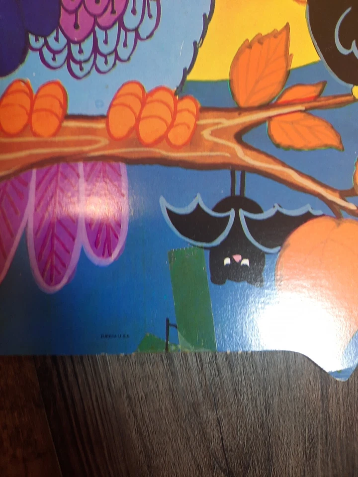 VTG Halloween Die Cuts Eureka Owl Cardboard Cutouts Moon Bat Wall Decoration - Image 2 of 4