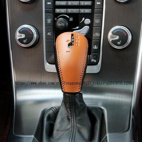 Hand-sewn leather gear shift knob cover for Volvo XC60 V60 S60 S60L V40 2014-2017