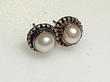 Vintage Sterling Silver 925 Earrings Jewellery Pearls Studs 2.05g