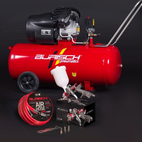 Air Compressor 100L + LVLP Spray Gun + 10m Air Hose BURISCH eBay