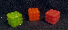 small 9 cube bubble candle green pink orange see description :