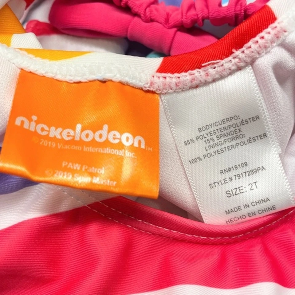 Nuevo con etiquetas Traje de baño Paw Patrol Niñas 2T Una pieza Nickelodeon Arco Iris Rayas Arco Espalda Foto 4 de 4
