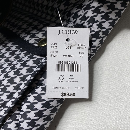 J Crew Womens Vest sz XS Black White Houndstooth Puffer Pockets Full Zip NEW - Picture 7 of 24