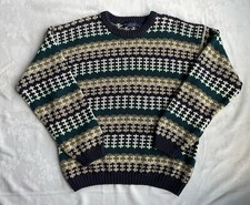 VTG Northern Isles Mens Sweater Large Cosby 90s Nordic Fair Isle Birds Eye