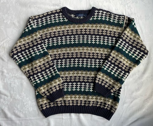 VTG Northern Isles Mens Sweater Large Cosby 90s Academia Preppy Fair Isle