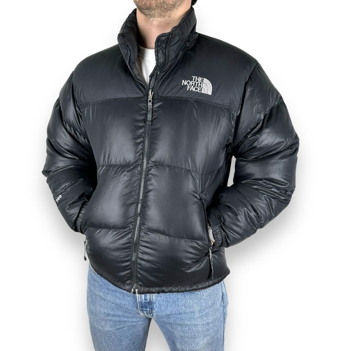 Vtg TNF The North Face 700 Nuptse Down Puffer Jacket, Black