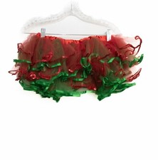 Girls Red Green Polyester Christmas Tutu Skirt Outfit Spotlight Sequin 13 in