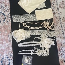 Vtg Lingerie Fabric kit Nylon Lace Elastic Slip Panties DIY Nightgown Yellow B