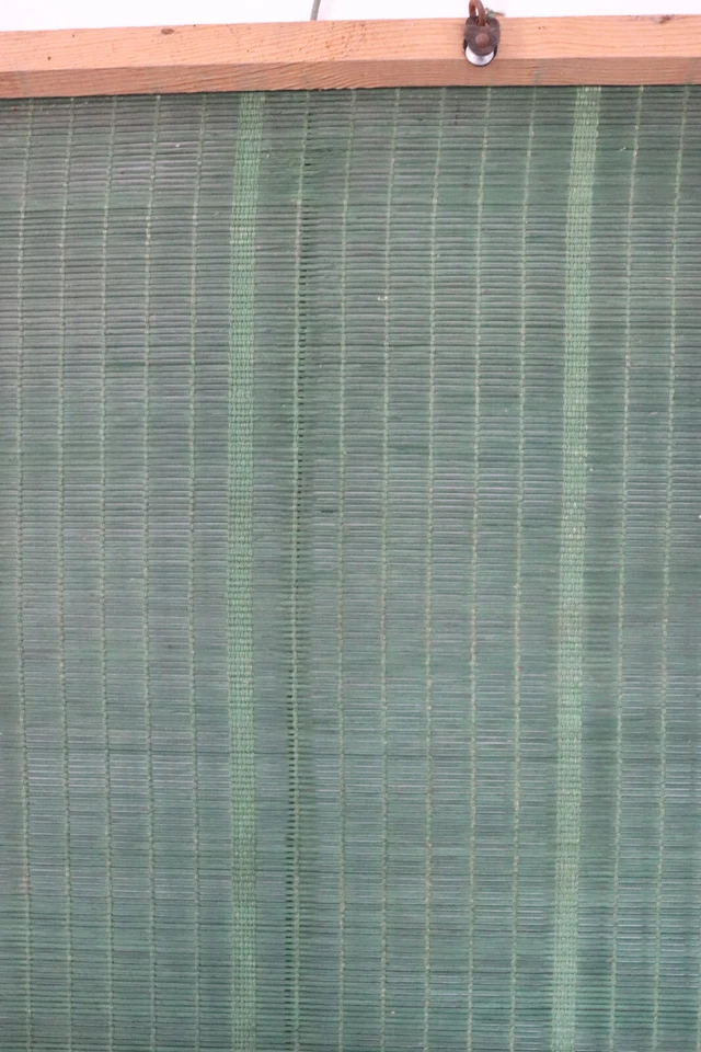 Store rideau bois ancien Art Deco 30/40  panneau fenêtre vert 60.7/ 84 cm - Photo 2/3