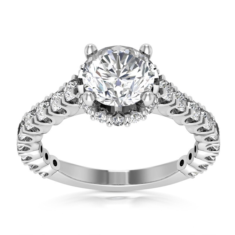 Ct E VS1 Round Cut Halo Lab Grown Diamond Accent Engagement